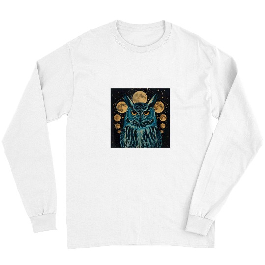 Owl Pet Moon Phases Witchy Owl Pastel Goth 5 Long Sleeves