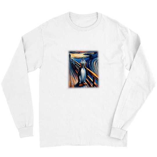 Penguin Pet Cool Expressionist Art Penguin Lover Scream Penguin Long Sleeves