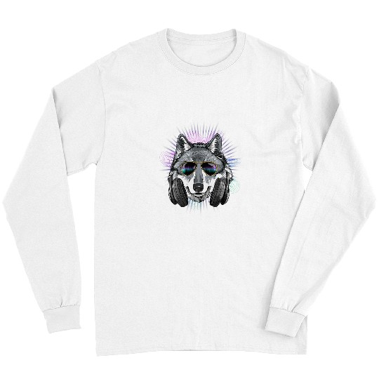 EDM House Music DJ Gray wolfs Music Lover Music Artist Animal Long Sleeves