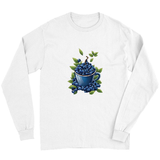 Blueberry Coffee Cup Farmer Blueberries Berry Healthy Fruit Long Sleeves