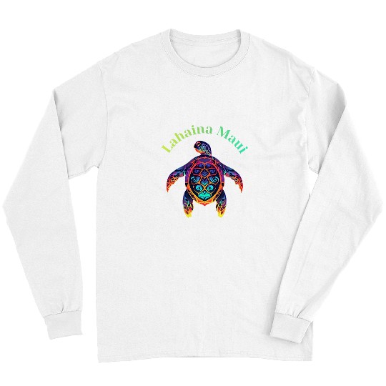 Turtle Pet Colorful Lahaina Maui Hawaii Vacation Turtle Long Sleeves