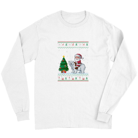 Bear Pet Ugly Christmas Tree Lights xmass Santa Riding Polar Bear Long Sleeves