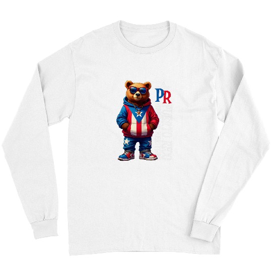 Bear Pet Funny Puerto Rico Flag Cute Teddy Bear Boricua Puerto Rican 8 Long Sleeves