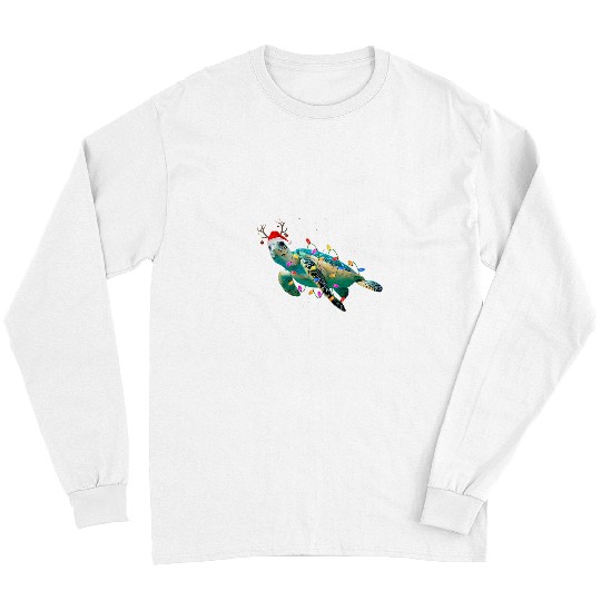 Turtle Pet christmas lights santa hat merry christmas 09 Long Sleeves