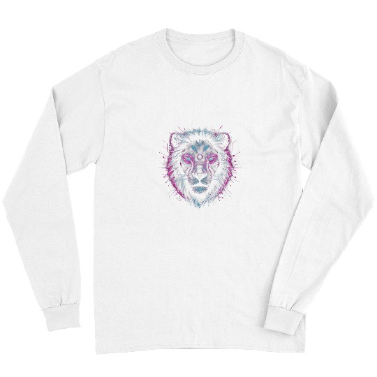 Lion Pet Head Animal Lover Circuit Board Microchip Cool Lion Long Sleeves