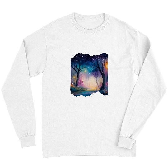 Boho Chic Floral Galaxy Enchanted Forest Night Sky Long Sleeves