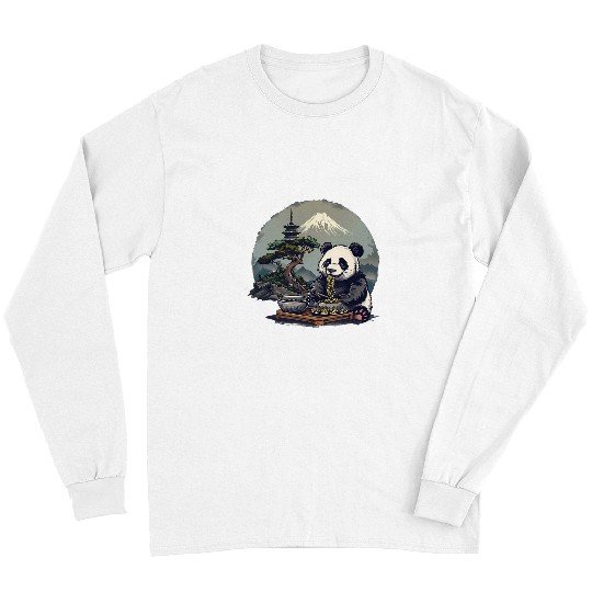 Panda Pet Ramen Lover Bonsai Tree Mount Fuji Panda Noodle Bowl Long Sleeves