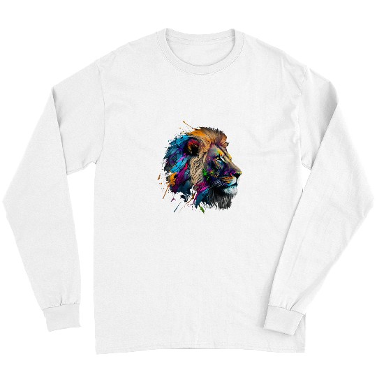 Lion Pet Head Colourful Animal Print Art Painting Lion Long Sleeves