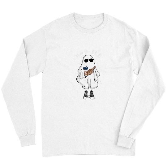 Coffee Fun Spooky Season Cute ghosts Halloween Boo Jee Coffee Leopard Long Sleeves