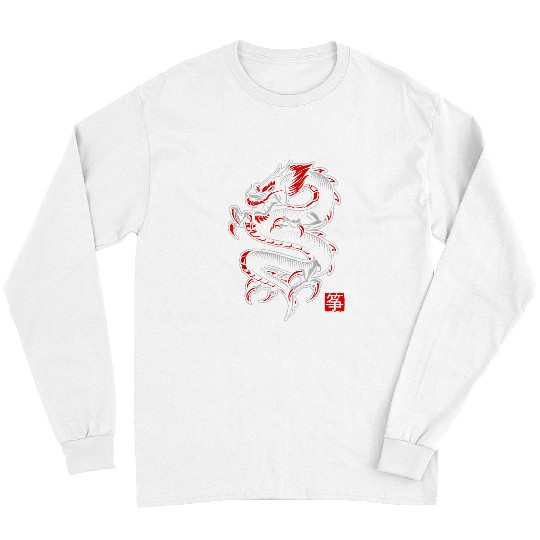 Dragon Pet Japanese Dragon vintages Streetwear Style EBoy Chinese Long Sleeves