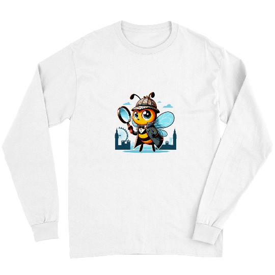 Funny Detective Bee in London Beekeeping Adventure Long Sleeves