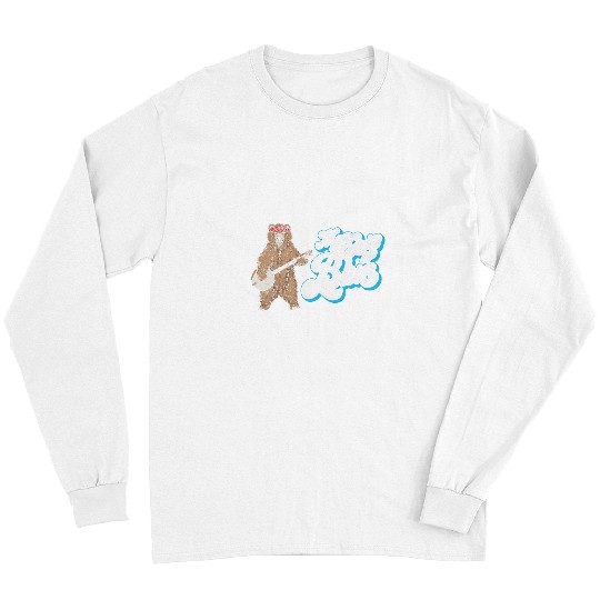 Bear Pet Banjo Grizzly Bear Hippie My Grass is Blue Bluegrass Retro Long Sleeves
