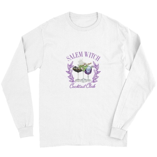 Wines Fun Funny Classic Salem Witch Cocktail Club Spooky Halloween Long Sleeves