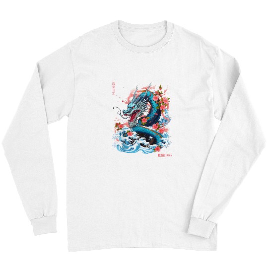 Dragon Pet Japanese Dragon Tokyo Asian Manga Inspired Retro 80s Style Long Sleeves
