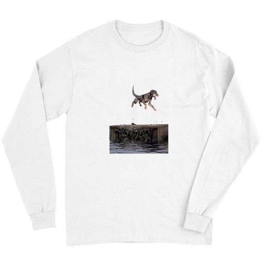 German Shorthaired Pointer Dock Diving Dog Jumping Swimming Long Sleeves