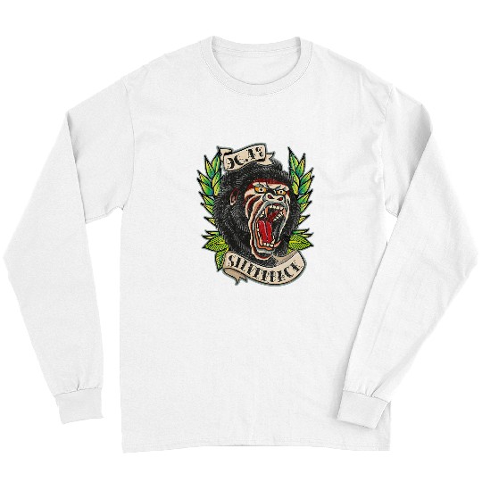 964 Silverback Gorilla Traditional Tattoo style gym Long Sleeves