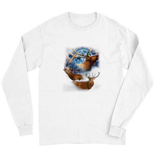 Funny Elk Hunting s Elk s Elk Howling at the Moon Long Sleeves