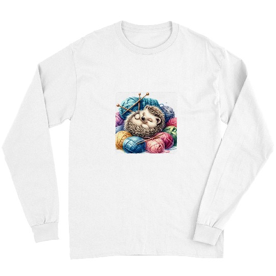 Hedgehog Pet Sleeping Hedgehog In Knitting Wool Needles Aside Sleep Long Sleeves