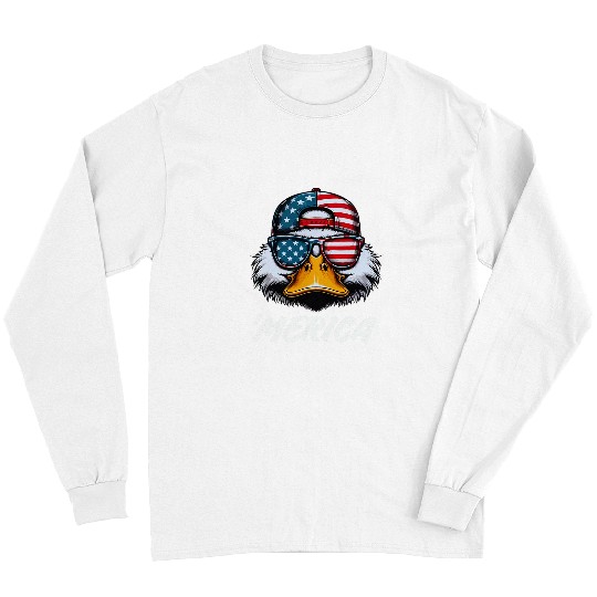 Duck Pet Funny Patriotic Duck lovers 4th of July funny Duck Hunting Long Sleeves