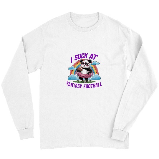 Panda Pet I Suck At Fantasy Football Funny Panda Rainbow Pink Loser 1 Long Sleeves