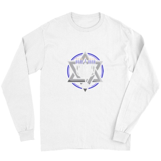 Hanukkah Menorah Jewish Chanukah Star of David Gift Long Sleeves
