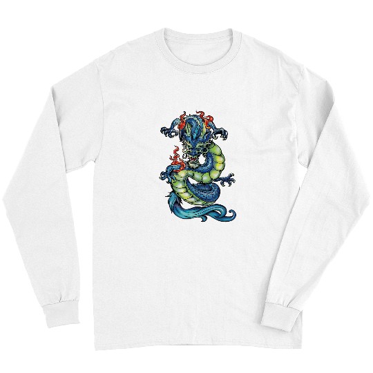 Dragon Pet Blue Dragon Chinese Japanese Tokyo Dragon Dragon Lover Long Sleeves