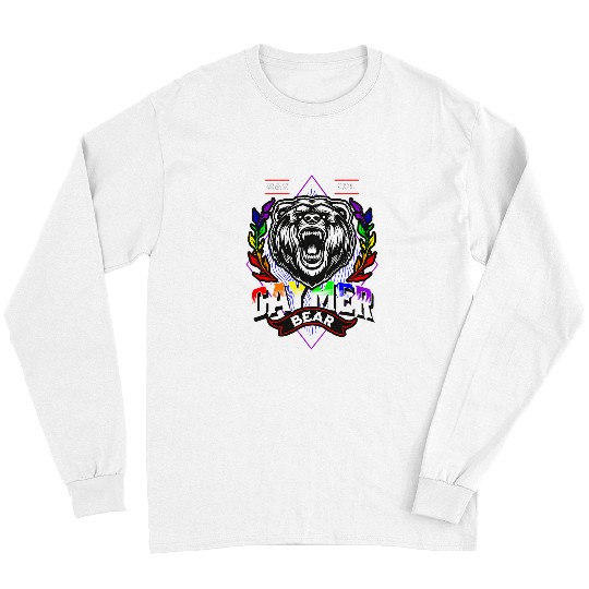 Bear Pet Gay Pride Gaymer LGBTQ Gamer Bear Rainbow Long Sleeves