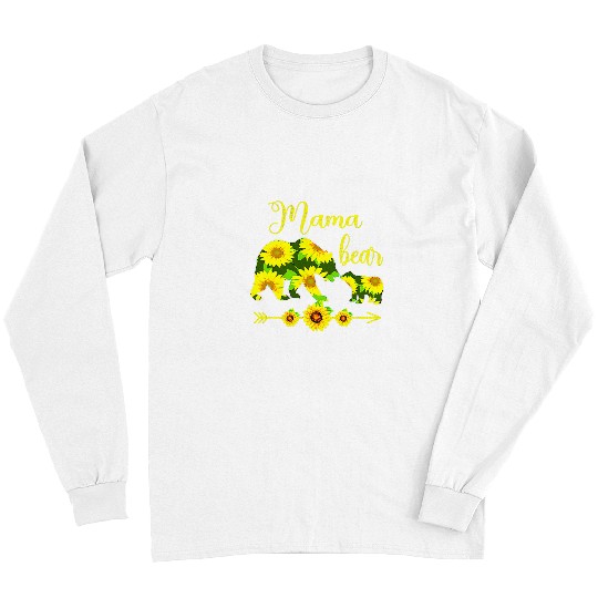 Bear Pet Mama Bear Sunflower Funny Mothers Day Mommy Grandma Womens Long Sleeves