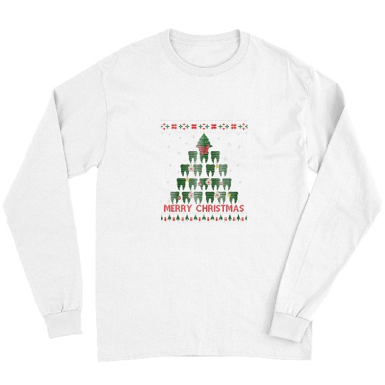 Ugly Dental Hygienist Teeth Christmas Tree dentists Sweater Long Sleeves