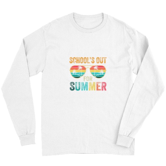 Last Day Of School Retro Schools Out For Summer Teacher 3 Long Sleeves