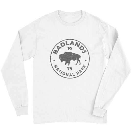 Badlands National Park Bison vintages Mens Hiking Souvenir Long Sleeves