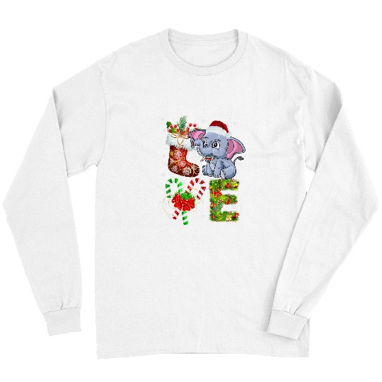 Elephant Pet love elephant christmas light animal lover Long Sleeves