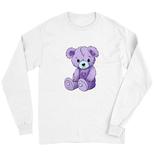 Bear Pet Teddy Bear Purple Lavender Cute Kawaii Pastel Goth Sad Alt Long Sleeves