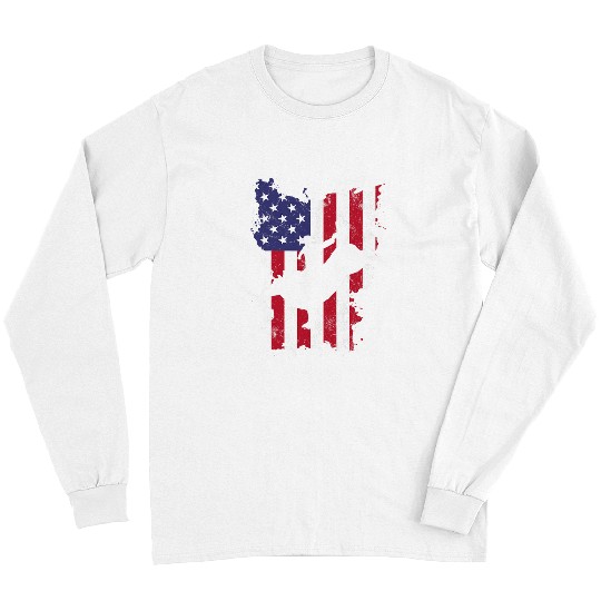 Bull Riding Rodeo Cowboy USA Flag 4th Of July US America Long Sleeves