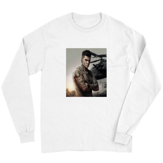 Attractive Tattooed Military Man Ready For Deployment Art 9 Long Sleeves