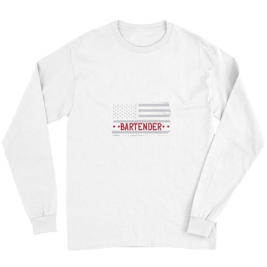 Patriotic Bartender USA Flag Barkeeper Barman Long Sleeves