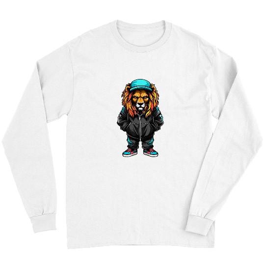 Lion Pet Hip Hop Lion Hustle Money Urban Drip Streetwear Black King Long Sleeves