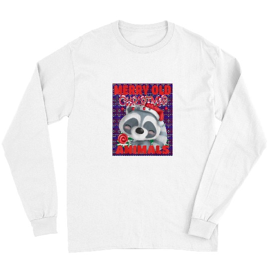 Raccoon Pet Ugly Merry Old Christmas Animals Sweater Lollipop Raccoon Long Sleeves