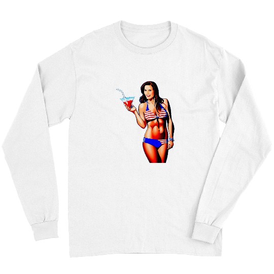 Patriotic Bikini Fitness Model Long Sleeves