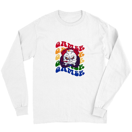 Panda Pet Gamer Retro vintages Pride LGBT Gaymer Panda Long Sleeves