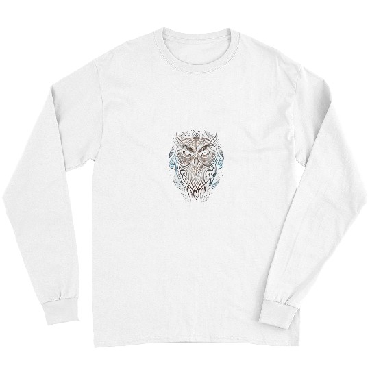 Owl Pet Norse Style Viking Owl Tattoo Wildlife Animal V027 Long Sleeves
