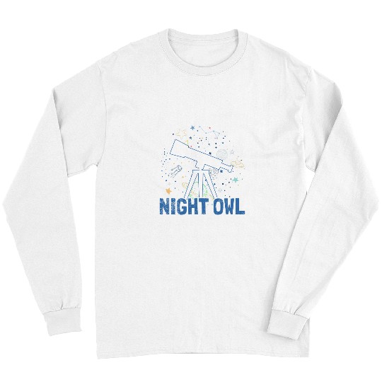 Owl Pet Night Owl Astronomy Star Science Telescope Long Sleeves