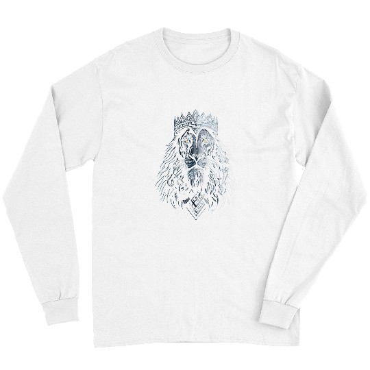 Lion Pet head with crown king lion wild cat lion crown 1 Long Sleeves