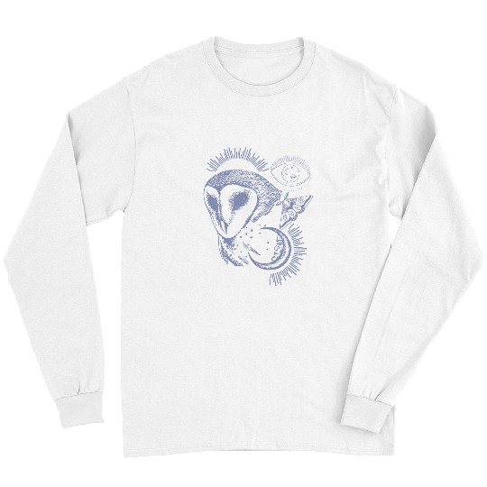 Barn Owl Moon Moth Wicca Esoteric Long Sleeves