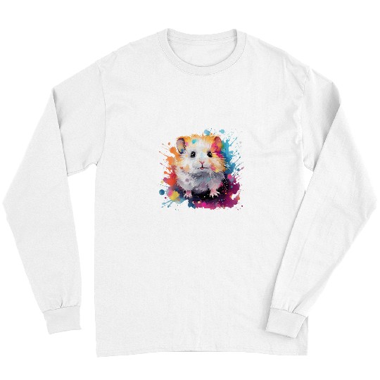 Hamster Pet Colorful Splash Art Cute Winter White Hamster Lover Long Sleeves