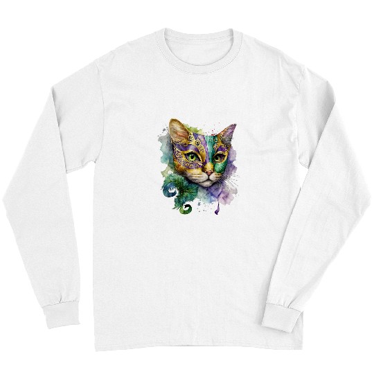 Cat Mardi Gras Happy Mardi Gras carnivals Cat Lovers Kitties Long Sleeves