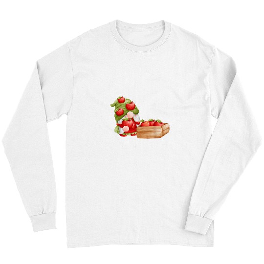 Cute Apple Lover Garden Gnome Fall Autumn Apple Picking Long Sleeves
