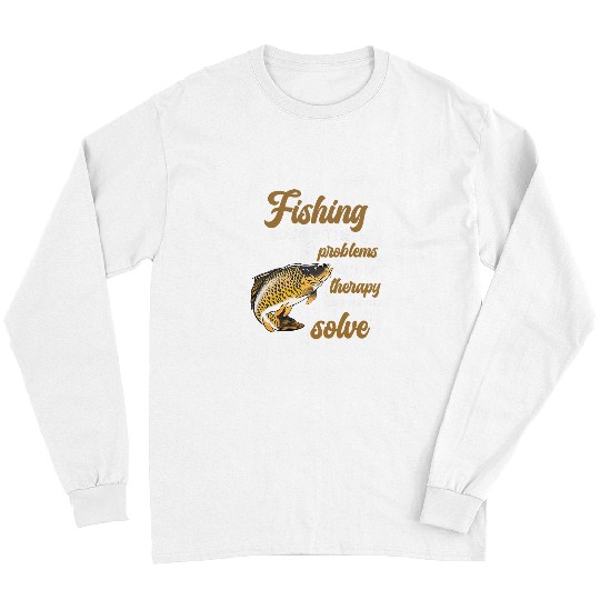 Funny Fishing Therapy Fish Humor Common Carp Graphic for Men Long Sleeves