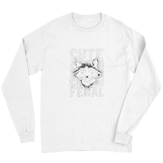 Raccoon Pet Vacation Feral Girl Summer Funny Meme Cute But Feral Long Sleeves