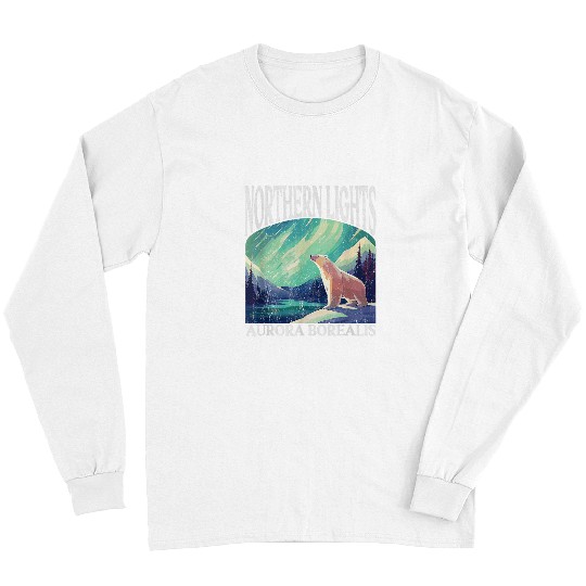Bear Pet Northern Lights Aurora Borealis Polar Bear Long Sleeves